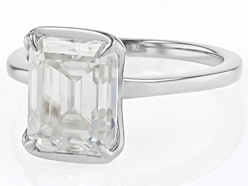 MOISSANITE FIRE® 3.55CT DEW EMERALD CUT PLATINEVE® RING - Size 9