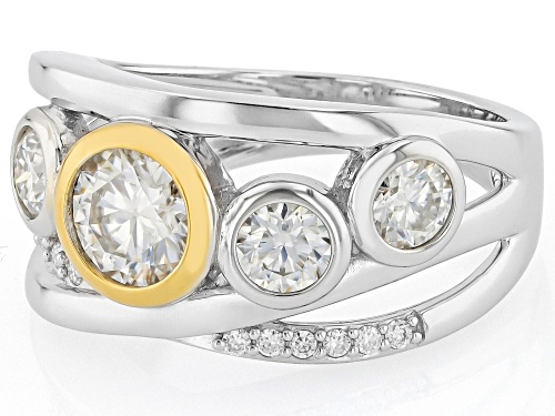 MOISSANITE FIRE® 1.61CTW DEW ROUND BRILLIANT PLATINEVE® TWO TONE RING - Size 6