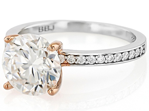 MOISSANITE FIRE® 2.92CTW DEW ROUND BRILLIANT PLATINEVE® AND 14K ROSE GOLD OVER SILVER RING - Size 9