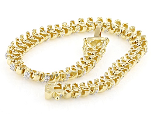 MOISSANITE FIRE® 4.03CTW DEW ROUND BRILLIANT 14K YELLOW GOLD OVER SILVER BRACELET - Size 7.25