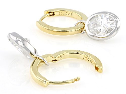 MOISSANITE FIRE® 3.00CTW DEW OVAL 14K YELLOW GOLD OVER SILVER AND PLATINEVE® EARRINGS