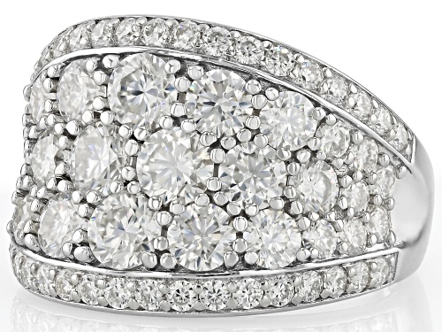Moissanite Fire® 3.66ctw DEW Round Brilliant Platineve® Ring - Size 6