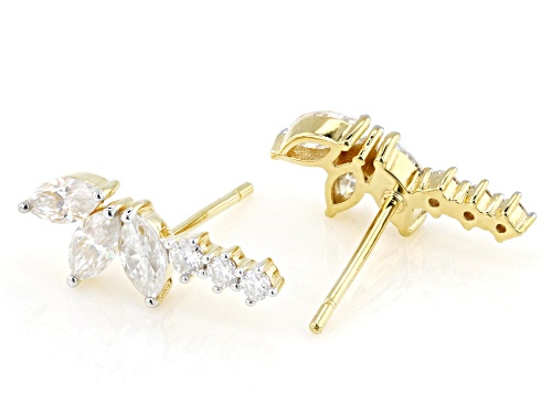 MOISSANITE FIRE® 0.98CTW DEW MARQUISE AND ROUND BRILLIANT 14K YELLOW GOLD OVER SILVER EARRINGS