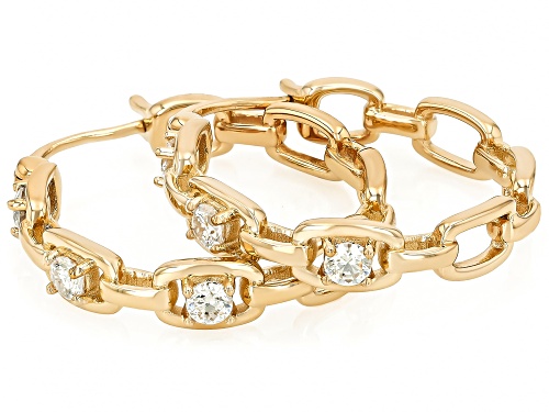 Moissanite Fire® 0.60ctw DEW 14k Yellow Gold Over Sterling Silver Hoop Earrings