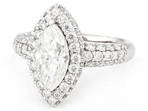 MOISSANITE FIRE® 3.72CTW DEW MARQUISE AND ROUND PLATINEVE® RING - Size 8