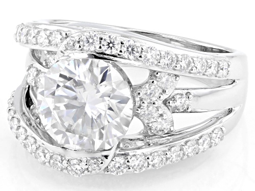 MOISSANITE FIRE® 4.00CTW DEW ROUND BRILLIANT PLATINEVE® BRIDGE RING - Size 5