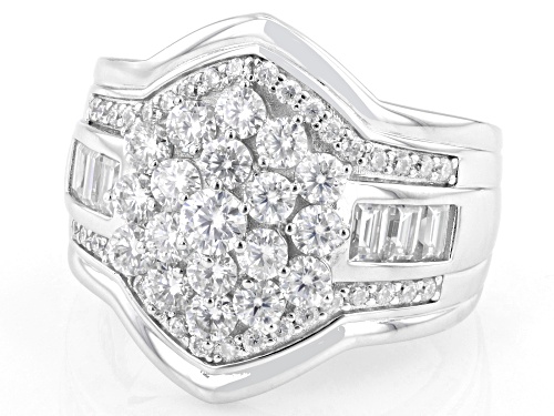 MOISSANITE FIRE® 2.01CTW DEW ROUND AND BAGUETTE PLATINEVE® RING - Size 6