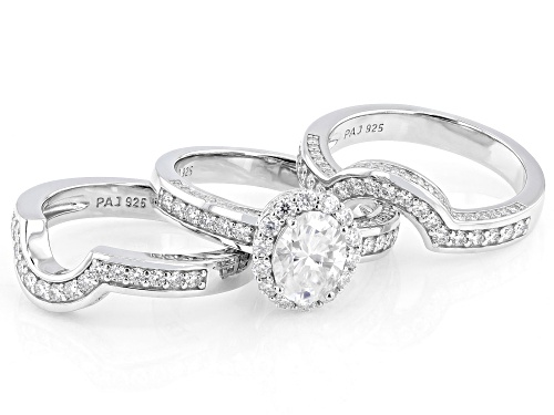 MOISSANITE FIRE® 3.72CTW DEW OVAL AND ROUND BRILLIANT PLATINEVE® RING WITH TWO BANDS - Size 6