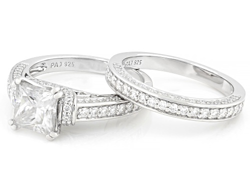 MOISSANITE FIRE® 3.62CTW DEW PRINCESS CUT AND ROUND BRILLIANT PLATINEVE® RING AND BAND - Size 9