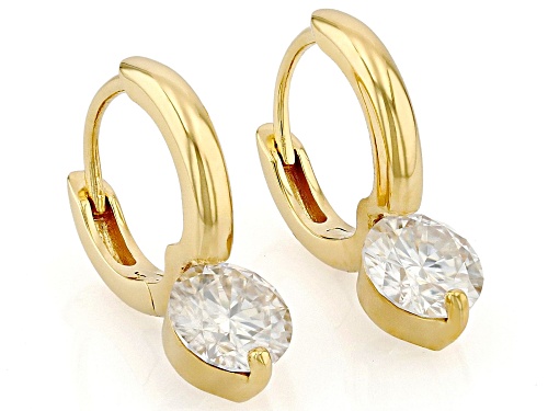 MOISSANITE FIRE® 2.00CTW DEW ROUND BRILLIANT 14K YELLOW GOLD OVER SILVER EARRINGS