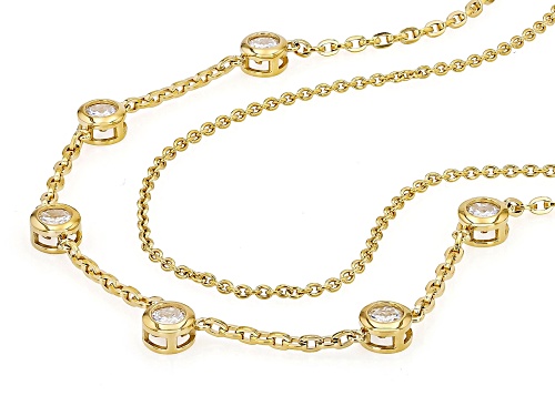 MOISSANITE FIRE® 3.50CTW DEW ROUND BRILLIANT 14K YELLOW GOLD OVER SILVER LAYERED NECKLACE
