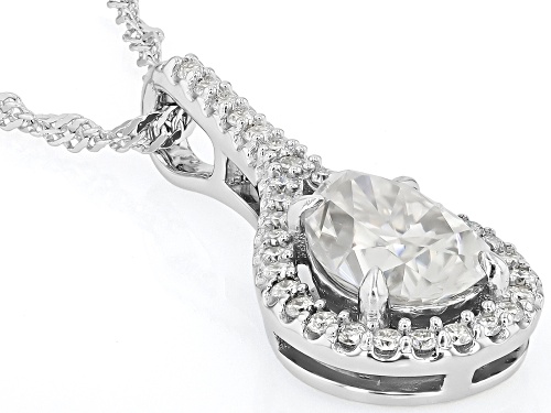 MOISSANITE FIRE® 2.43CTW DEW PEAR AND ROUND PLATINEVE®  PENDANT AND CHAIN