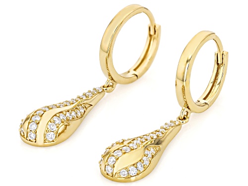 MOISSANITE FIRE® 0.56CTW DEW ROUND 14K YELLOW GOLD OVER SILVER EARRINGS