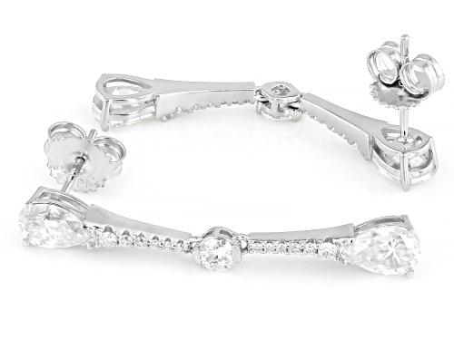 MOISSANITE FIRE® 3.72CTW DEW PEAR AND ROUND PLATINEVE®  EARRINGS
