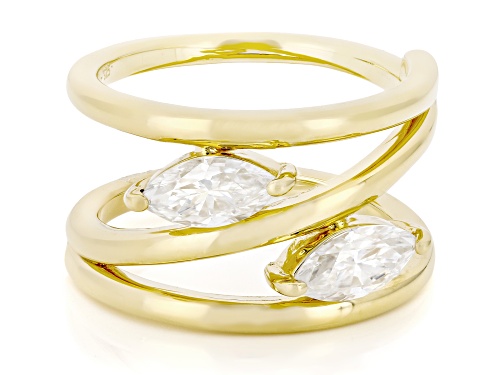 MOISSANITE FIRE® 1.00CTW DEW MARQUISE 14K YELLOW GOLD OVER SILVER RING - Size 5