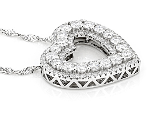 MOISSANITE FIRE® 1.92CTW DEW ROUND  PLATINEVE® HEART PENDANT AND CHAIN