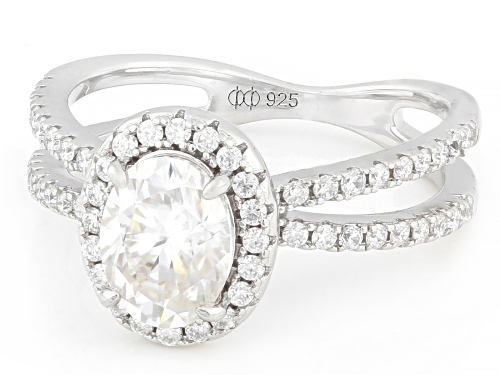 MOISSANITE FIRE® 2.10CTW DEW OVAL AND ROUND PLATINEVE® RING - Size 9