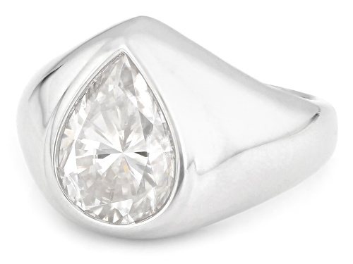 MOISSANITE FIRE® 5.00CT DEW PEAR SHAPE PLATINEVE® RING - Size 6