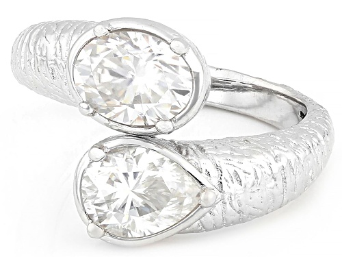 MOISSANITE FIRE® 2.60CTW DEW OVAL AND PEAR  SHAPE PLATINEVE® RING - Size 5