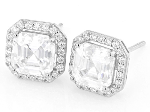 MOISSANITE FIRE® 2.34CTW DEW ASSCHER CUT AND ROUND PLATINEVE® EARRINGS