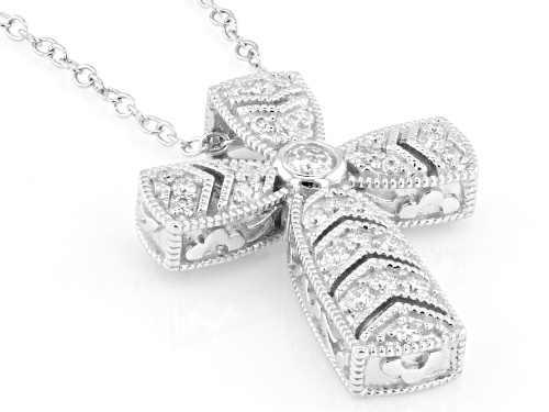 MOISSANITE FIRE® 0.41CTW DEW ROUND BRILLIANT PLATINEVE® CROSS PENDANT AND CHAIN