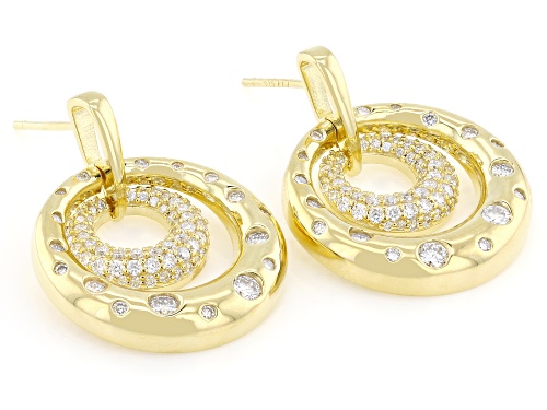 MOISSANITE FIRE® 1.70CTW DEW ROUND BRILLIANT 14K YELLOW GOLD OVER SILVER  EARRINGS