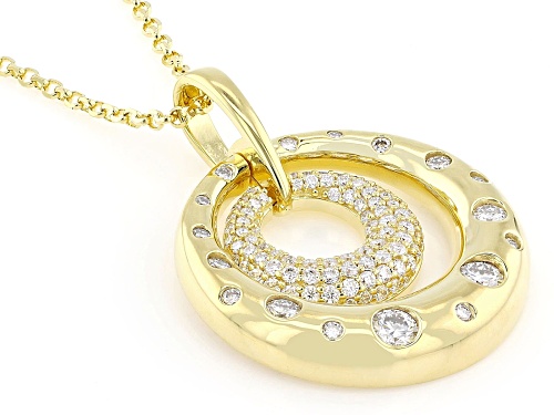 MOISSANITE FIRE® 1.49CTW DEW ROUND 14K YELLOW GOLD OVER SILVER PENDANT AND ADJUSTABLE CHAIN