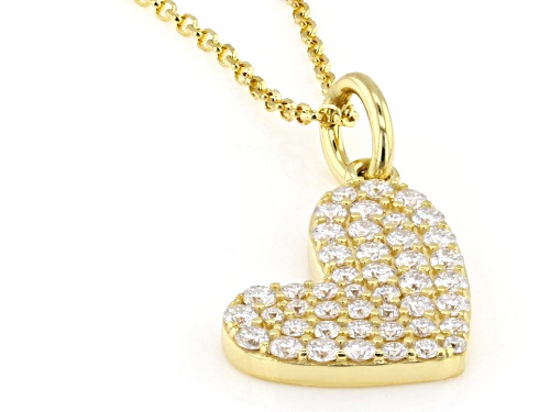 MOISSANITE FIRE® 0.85CTW DEW ROUND 14K YELLOW GOLD OVER SILVER HEART PENDANT AND ADJUSTABLE CHAIN