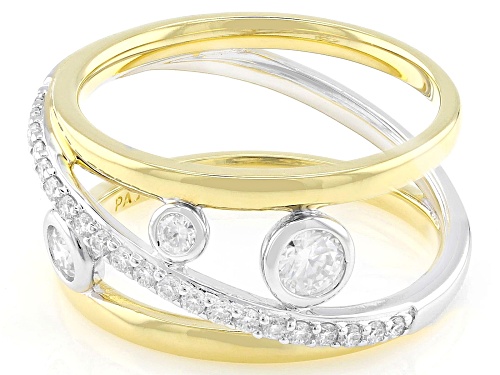 MOISSANITE FIRE® 0.50CTW DEW ROUND BRILLIANT 14K YELLOW GOLD OVER SILVER AND PLATINEVE® RING - Size 5