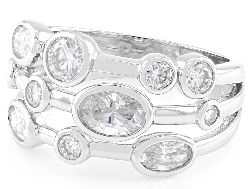 MOISSANITE FIRE® 1.83CTW DEW OVAL AND ROUND PLATINEVE® RING - Size 8
