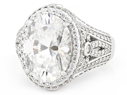 MOISSANITE FIRE® 9.28CTW DEW OVAL AND ROUND PLATINEVE® RING - Size 11