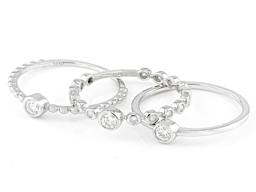 MOISSANITE FIRE® 0.46CTW DEW ROUND PLATINEVE® SET OF THREE RINGS - Size 7