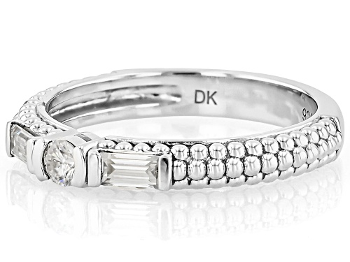 MOISSANITE FIRE® 0.28CTW DEW ROUND AND BAGUETTE PLATINEVE® RING - Size 7