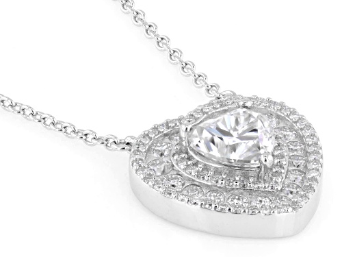 MOISSANITE FIRE® 2.44CTW DEW HEART SHAPE AND ROUND PLATINEVE® NECKLACE - Size 18