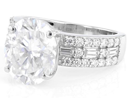 MOISSANITE FIRE® 6.80CTW DEW OVAL, BAGUETTE AND ROUND PLATINEVE® RING - Size 6