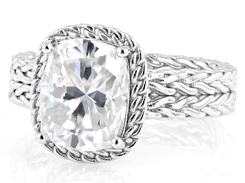 MOISSANITE FIRE® 3.15CT DEW RECTANGULAR CUSHION PLATINEVE® RING - Size 5