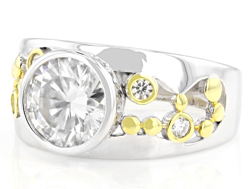 MOISSANITE FIRE® 2.02CTW DEW ROUND  PLATINEVE® AND 14K YELLOW GOLD OVER SILVER RING - Size 7