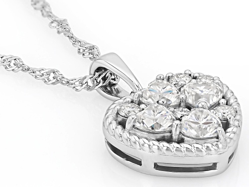 MOISSANITE FIRE® 1.60CTW DEW HEART AND ROUND PLATINEVE® PENDANT WITH CHAIN