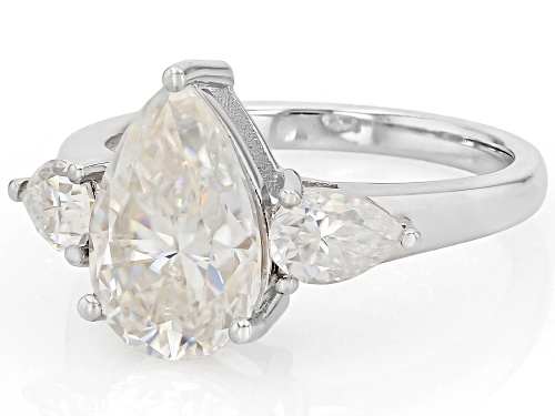 MOISSANITE FIRE® 4.43CTW DEW PEAR PLATINEVE® RING - Size 8