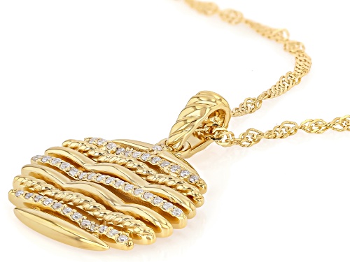 MOISSANITE FIRE® 0.42CTW DEW ROUND 14K YELLOW GOLD OVER SILVER PENDANT WITH CHAIN