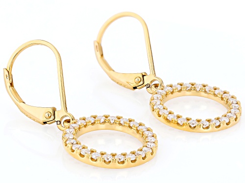 MOISSANITE FIRE® 0.88CTW DEW ROUND 14K YELLOW GOLD OVER SILVER EARRINGS