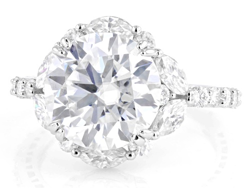 MOISSANITE FIRE® 6.21CTW DEW ROUND AND  MARQUISE PLATINEVE® RING - Size 8