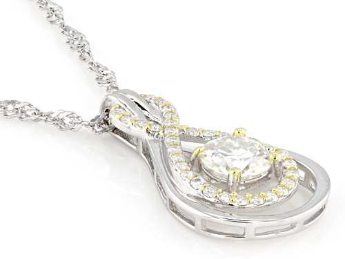 MOISSANITE FIRE® 0.82CTW DEW ROUND PLATINEVE® TWO TONE PENDANT AND CHAIN