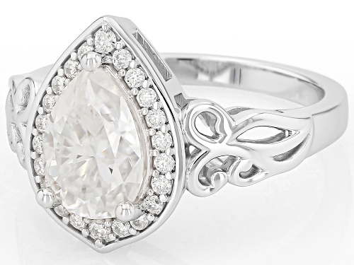 MOISSANITE FIRE® 2.34CTW DEW PEAR AND ROUND PLATINEVE® RING - Size 6