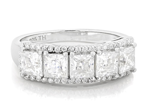 MOISSANITE FIRE® 2.31CTW DEW PRINCESS CUT AND ROUND PLATINEVE® RING - Size 7