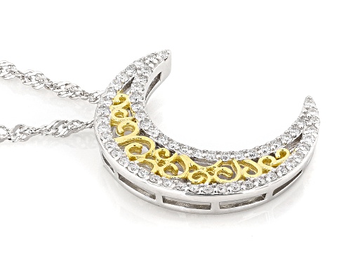 MOISSANITE FIRE® 0.57CTW DEW ROUND PLATINEVE® AND 14K YELLOW GOLD OVER  SILVER MOON NECKLACE - Size 18
