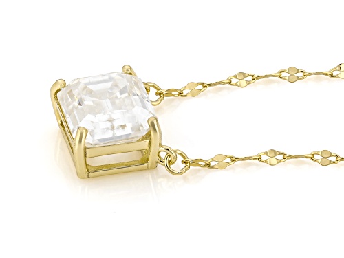 MOISSANITE FIRE® 3.55CT DEW EMERALD CUT 14K YELLOW GOLD OVER SILVER NECKLACE - Size 18
