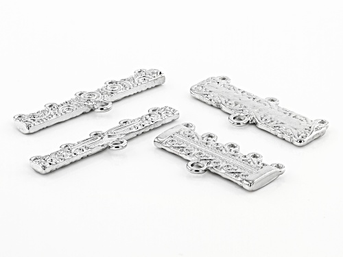 Indonesian Inspired Connectors in 4 Designs in Silver Tone 28 Pieces Total