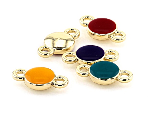 Enameled Connectors Appx 14x8mm in Assorted Colors in Gold Tone Appx 50 Pieces Total