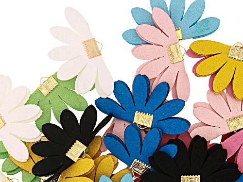 Faux Suede Floral Fan Component Kit in 10 Assorted Colors Appx 40 Pieces Total